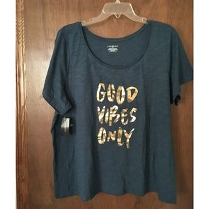 Lane  Bryant 22/24 Good Vibes Only Tee Shirt NWT